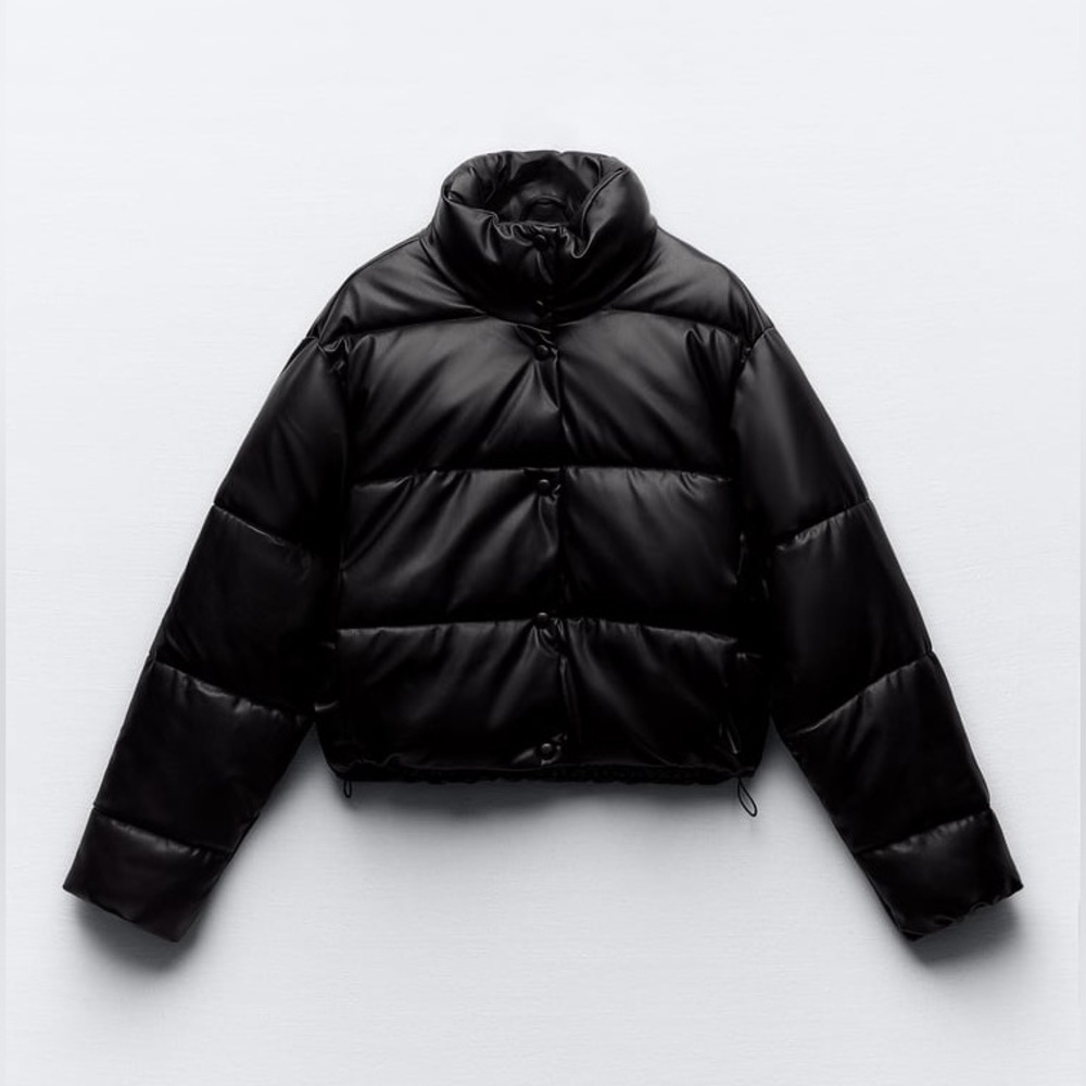 Zara cropped leather puffer